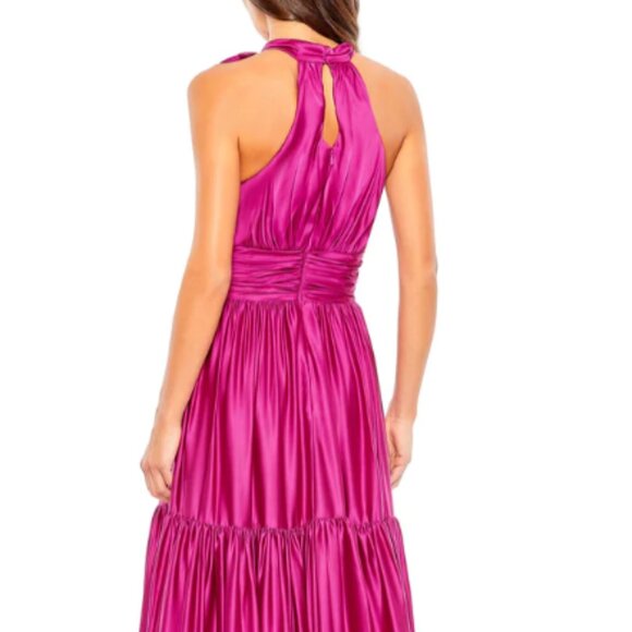 MAC DUGGAL 506581 RUFFLE TIERED SOFT TIE HALTER NECK GOWN sz 8 - Picture 6 of 7